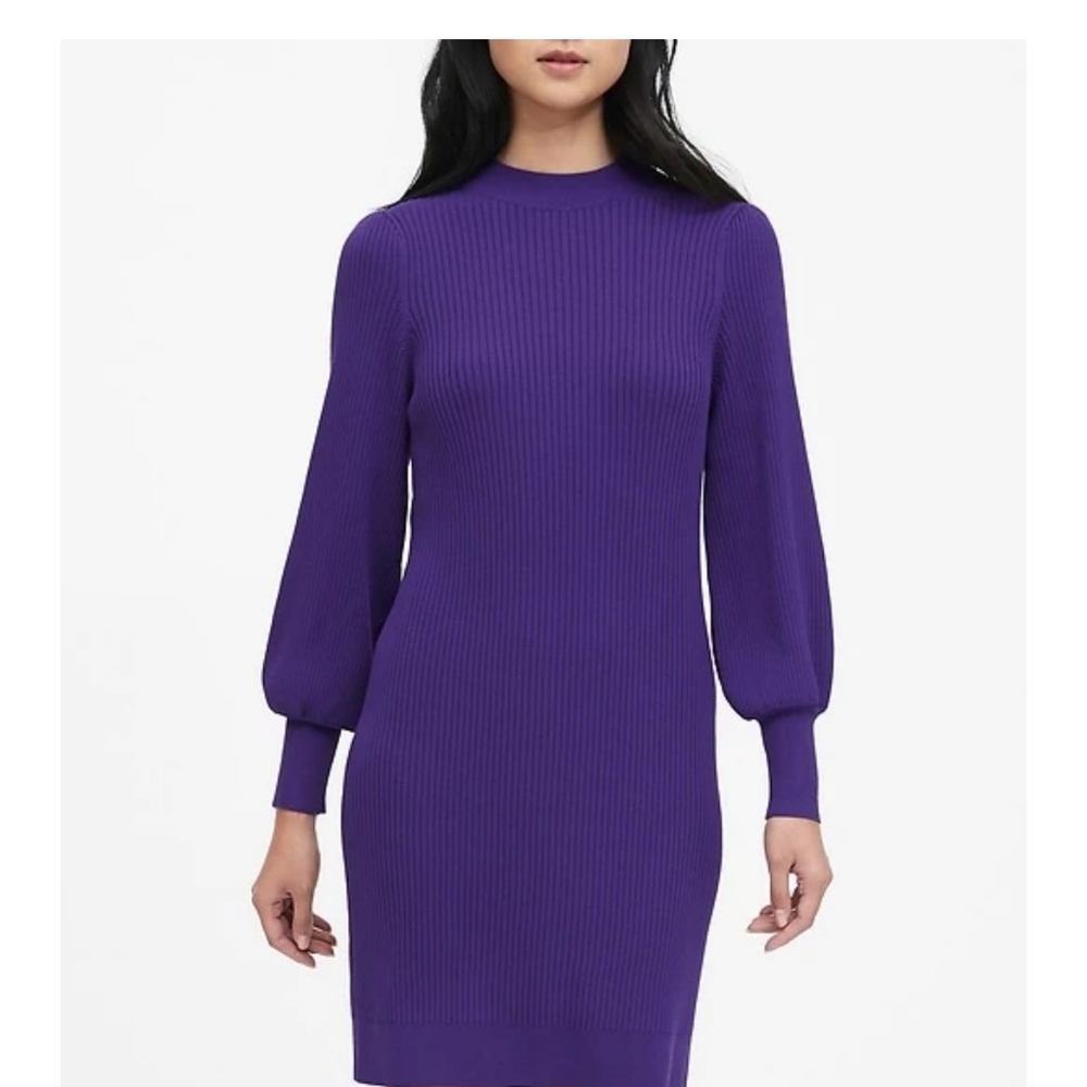 Gorgeous Puff-Sleeve Ribbed Sweater dress